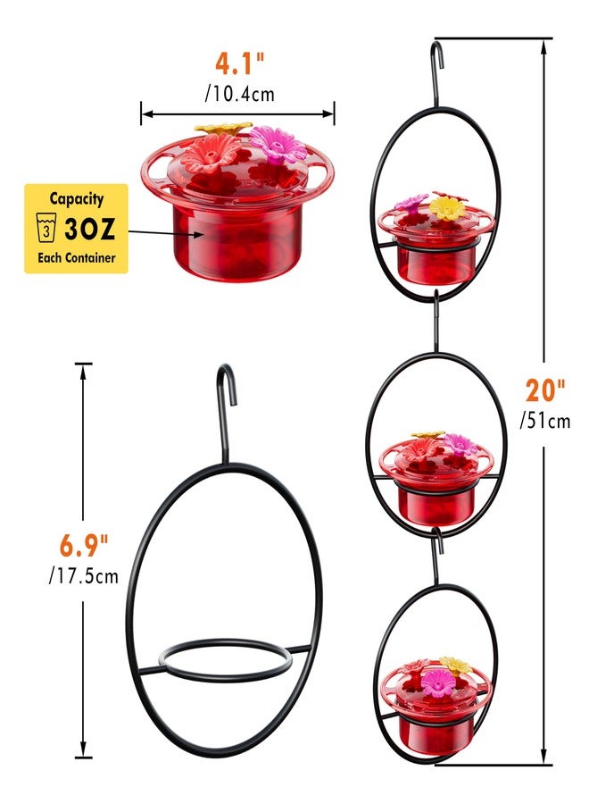 iBorn Circular Hanging Hummingbird feeders for Outdoors 3PCS 3OZ Mini Hummingbird Feeder Humming Bird Feeder, Silicone Feeding Ports, Bee-Proof, 2025 New - Image 2