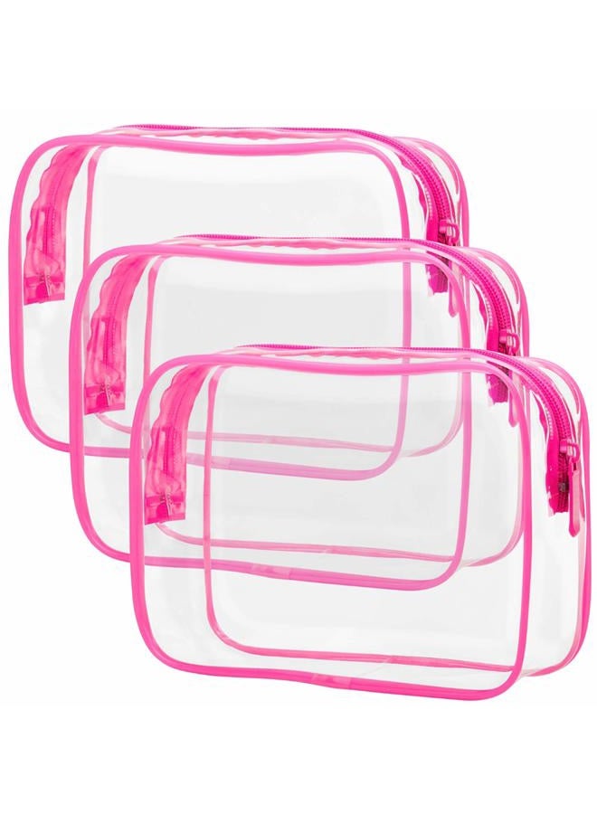 Packism TSA Approved Toiletry Bag - Peach Red Clear Makeup Bag, Suitable for Gifts, with Supporting Frame, Clear Toiletry Bag Perfect for Travel Essentials, Thick No Smell - Image 1