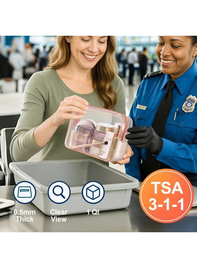 Packism TSA Approved Toiletry Bag - Peach Red Clear Makeup Bag, Suitable for Gifts, with Supporting Frame, Clear Toiletry Bag Perfect for Travel Essentials, Thick No Smell - Image 2