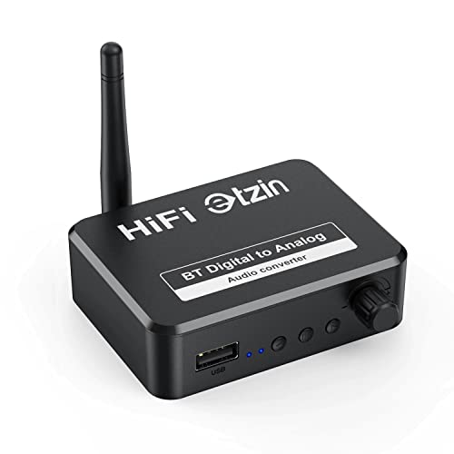 Etzin USB 192KHz DAC Digital to Analog Converter with Bluetooth 5.1 Receiver Music Player Volume Adjustable Digital SPDIF TOSLINK to Stereo L/R & 3.5mm Jack. - Image 1