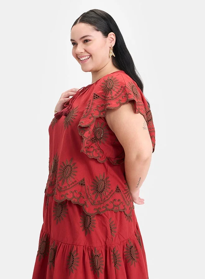 Virgio  VIRGIO 100% Cotton Schiffli Tie-Up Top  | Best Price UAE