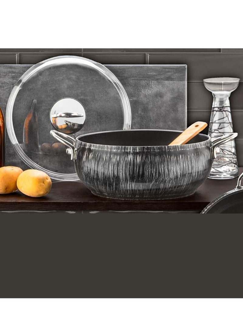evimsaray Evimsaray Alize Marble Non StickCookware Set , 7pcs set Pots and Pans Set  - Image 4