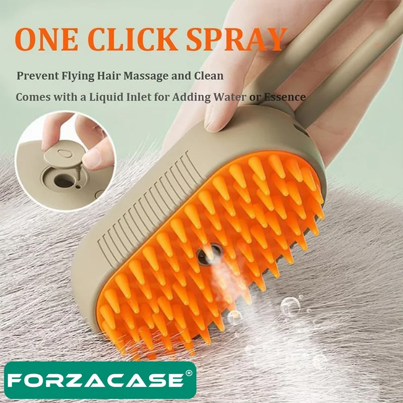 فورزاكاس Handled Water Spray Rechargeable Steam Cat and Dog Hair Collection Comb Washing Brush FC858