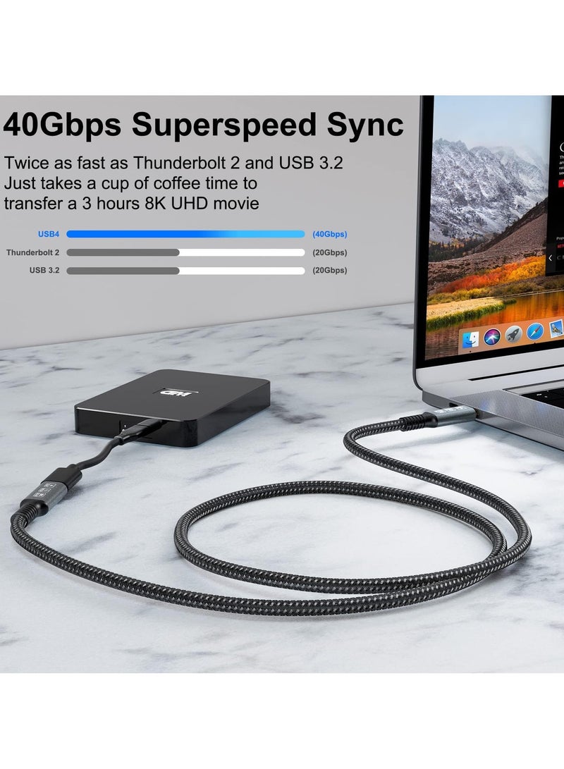 erorex USB4 8K 0.8M Cable for Thunderbolt 4 Compatible USB 4 Type-c Male to Female Extension Cable Ultra HD 8K@60Hz 100W Charging 40Gbps Data Transfer Compatible with External SSD eGPU USB-C Docking - Image 3