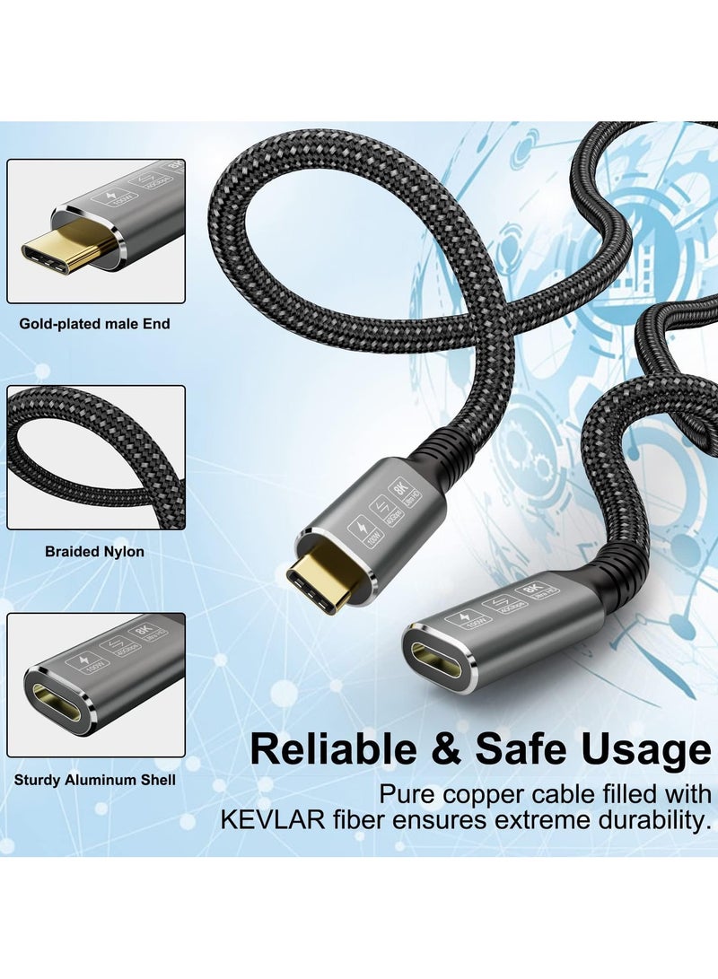erorex USB4 8K 0.8M Cable for Thunderbolt 4 Compatible USB 4 Type-c Male to Female Extension Cable Ultra HD 8K@60Hz 100W Charging 40Gbps Data Transfer Compatible with External SSD eGPU USB-C Docking - Image 2