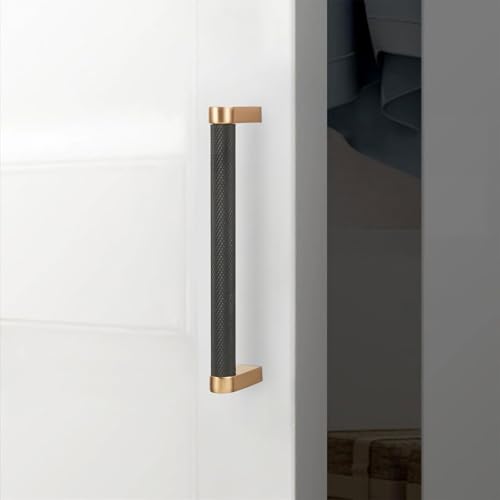POVEFONK 10 Pack 5 inch(128mm) Black and Champagne Bronze Kitchen Cabinet Handles Knurled Cabinet Pulls Black Drawer Pulls Kitchen Cabinet Hardware Handles Dresser Handles - Image 3