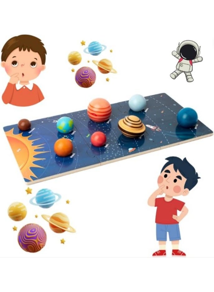 Wooden 3D Solar System Puzzle Toy | Early Learning Planet Model for Kids | Space-Themed Educational Toy - Image 1