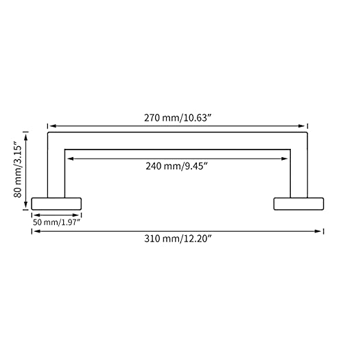 Miyili Matte Black Towel Bar 12-Inch SUS 304 Stainless Steel Towel Rack Wall Mounted Towel Rail Towel Rod for Bathroom, A06B30A - Image 2