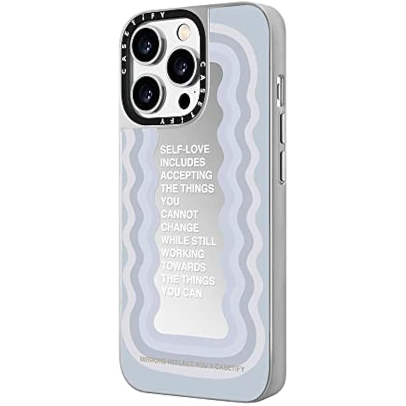 Casetify Mirror Case for iPhone 14 Pro Compatible with Magsafe - Self-Love by Mirrors Reflect You - Silver on Silver - Image 5