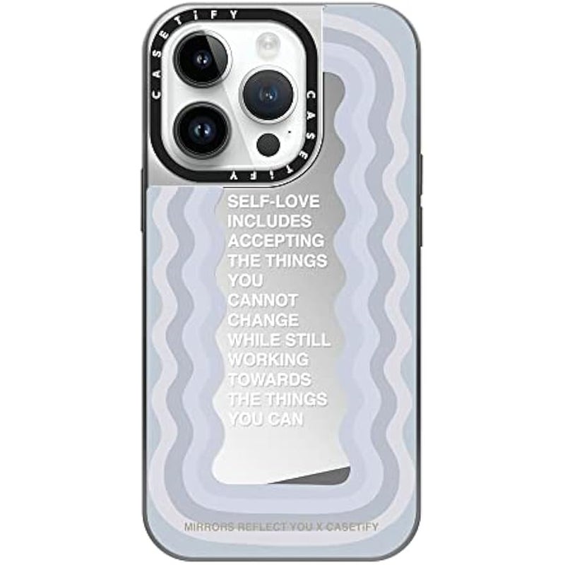 Casetify Mirror Case for iPhone 14 Pro Compatible with Magsafe - Self-Love by Mirrors Reflect You - Silver on Silver - Image 2