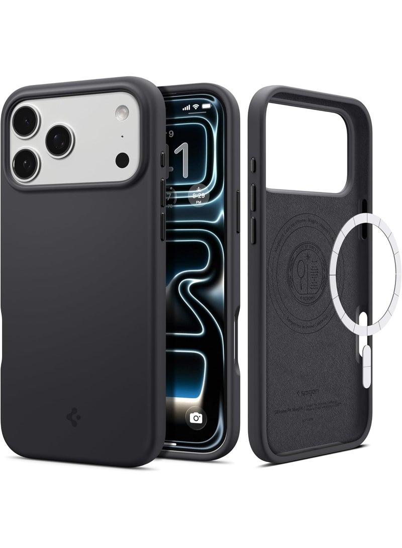 Spigen Silicone Fit MagFit for iPhone 17 Pro Max MagSafe Case Cover - Black - Image 1