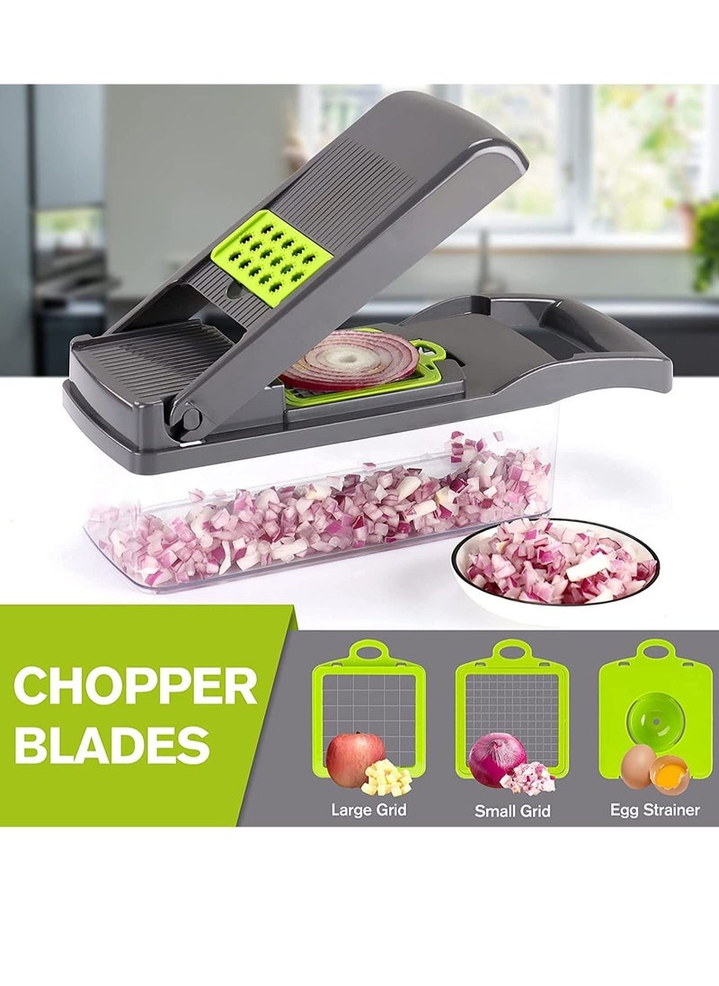 ELTRAZONE - Vegetable Chopper Slicer Dicer - 12 -in -1 Onion Chopper Fruits Cutter Mandoline Slicer Food Chopper/Cutter with 7 Stainless Steel Blades, Adjustable Slicer & Dicer with Storage Container - Image 1