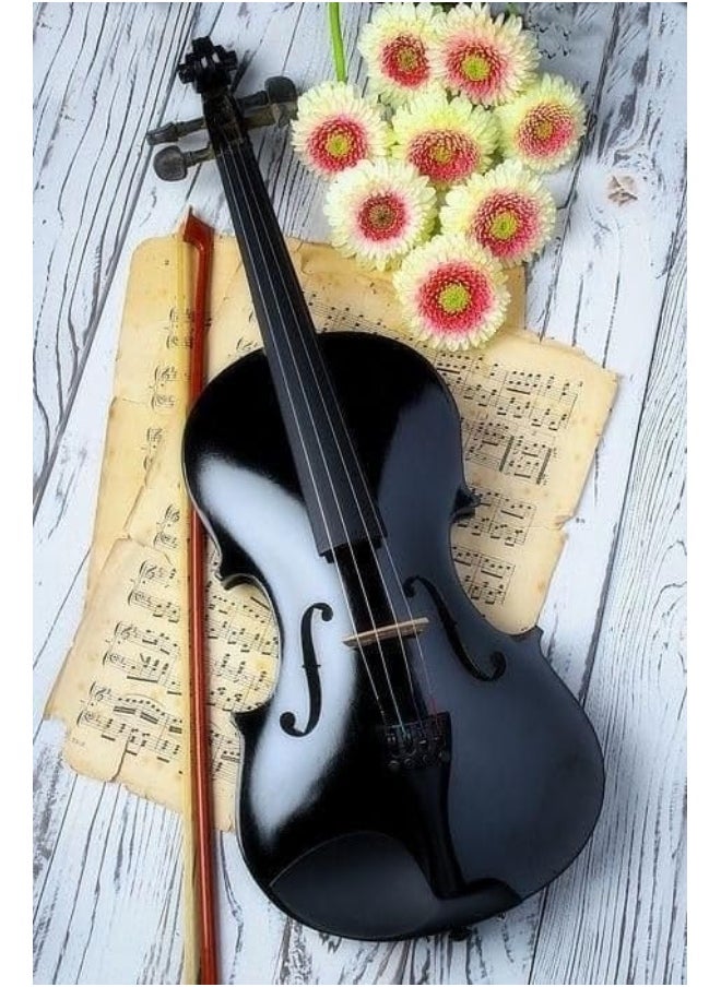 Megarya MegArya Rich Glossy Black Student Violin Size 4/4 With Case, Bow, Bridge And Rosin Handcrafted Violin  - Image 5