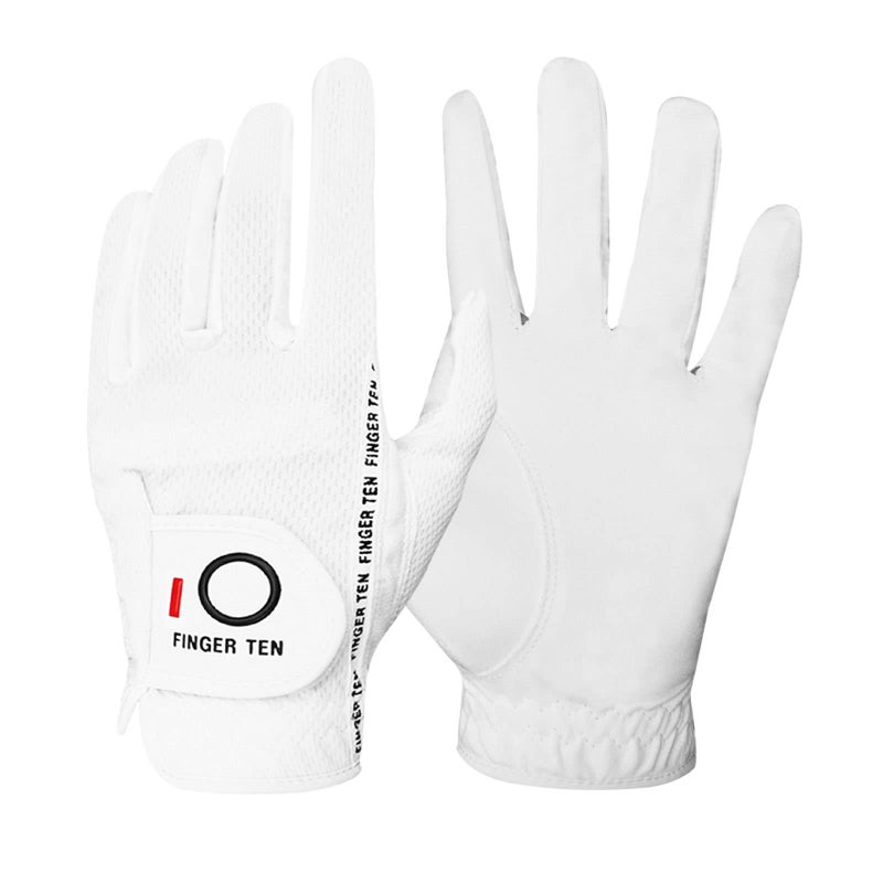 FINGER TEN Menâ€™s Golf Glove Left Hand Right Handed Golfer Rain Grip 1 Pack, Durable Fit for Hot Wet All Weather White XXL (White, XX-Large) - Image 1