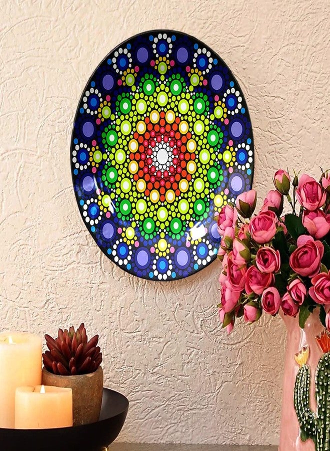 JIKRAA® Indian Traditional Art Ceramic Decorative Designer Wall and Table Top Plate/Platter with Stand and Hook - Combo Design 9 (Set of 4 Plates; 2 X 10 Inch, 2 X 8 Inch) - Image 5