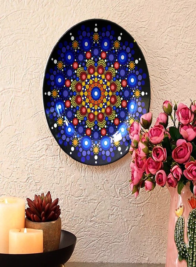 JIKRAA® Indian Traditional Art Ceramic Decorative Designer Wall and Table Top Plate/Platter with Stand and Hook - Combo Design 9 (Set of 4 Plates; 2 X 10 Inch, 2 X 8 Inch) - Image 4