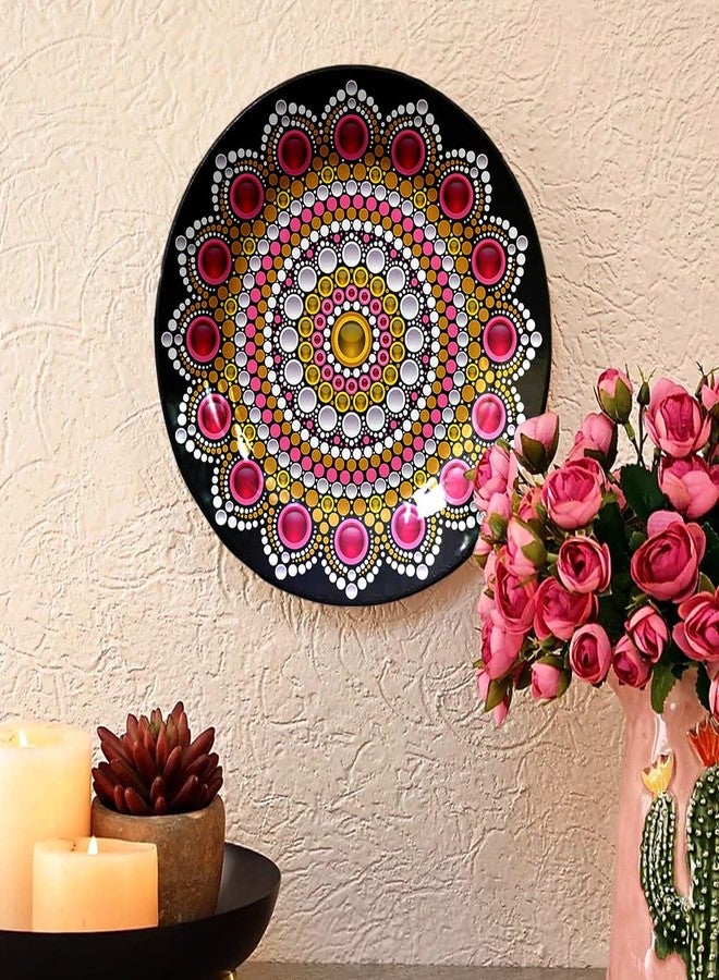 JIKRAA® Indian Traditional Art Ceramic Decorative Designer Wall and Table Top Plate/Platter with Stand and Hook - Combo Design 9 (Set of 4 Plates; 2 X 10 Inch, 2 X 8 Inch) - Image 2