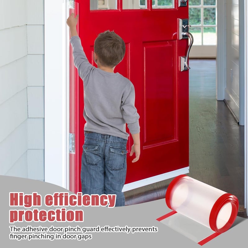 DEARMAMY Finger Pinch Door Guard Child Door Protector Baby Proofing Door Hinge Cover Prevents Finger Pinch Injuries Self Adhesive Safety Strip Door Pinch Guard - Image 4