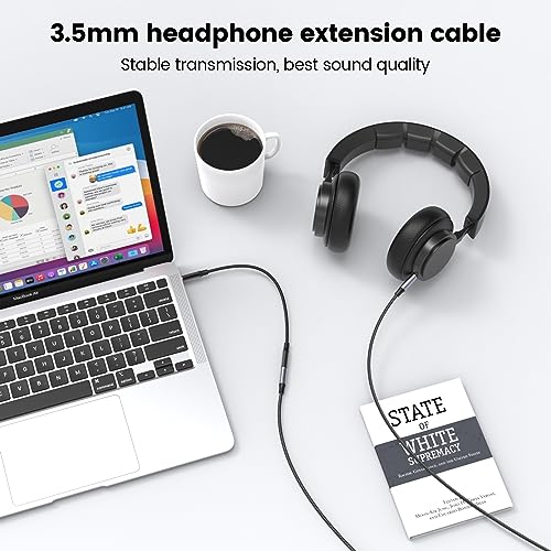 MOSWAG 6.6FT/2Meter 3.5mm Male to Female Extension Cable with Microphone Stereo Audio Adapter Nylon Braided Compatible for Home/Car Stereos Smartphones Headphones Tablets Media Players and More - Image 5