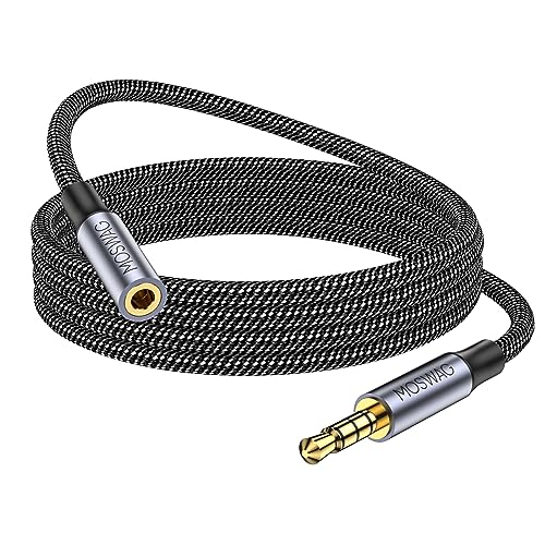 MOSWAG 6.6FT/2Meter 3.5mm Male to Female Extension Cable with Microphone Stereo Audio Adapter Nylon Braided Compatible for Home/Car Stereos Smartphones Headphones Tablets Media Players and More - Image 1