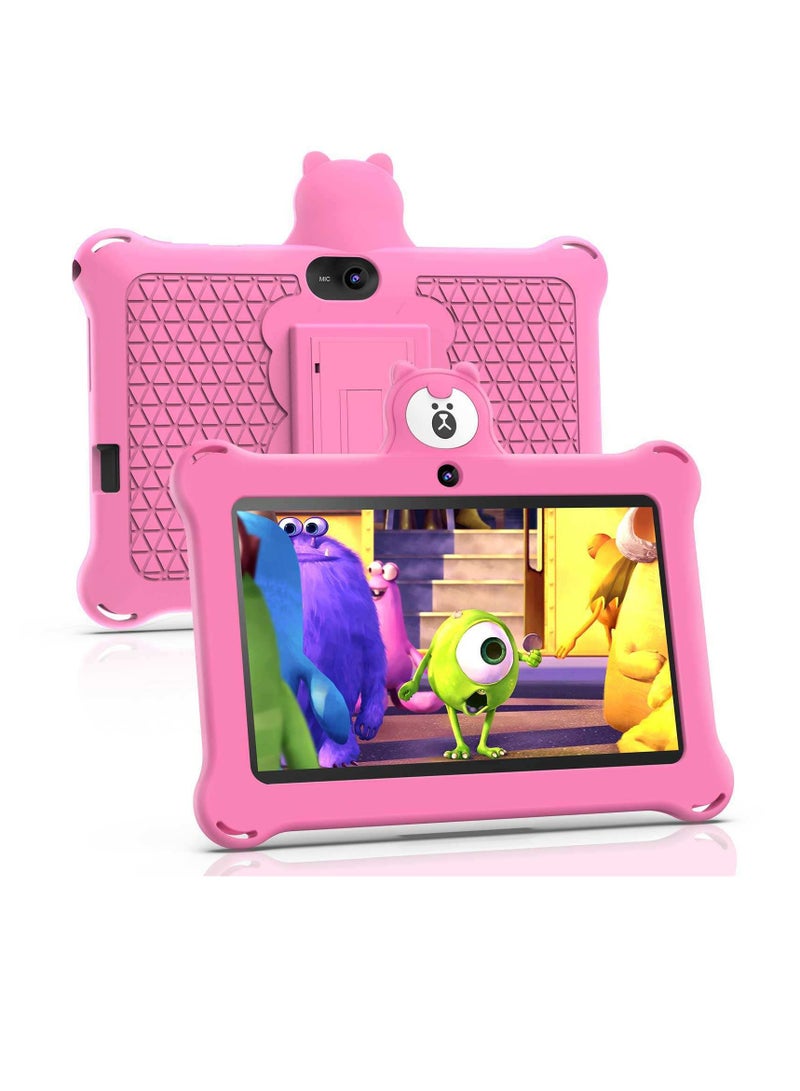 AROAQ K7 Children Tablet, 4GB Ram 32GB ROM Kids Learning Tablet With Protective Silicone Case, Lightweight Cute Design Durable Children Pad With HD Display, (1pc, Pink) - Image 1