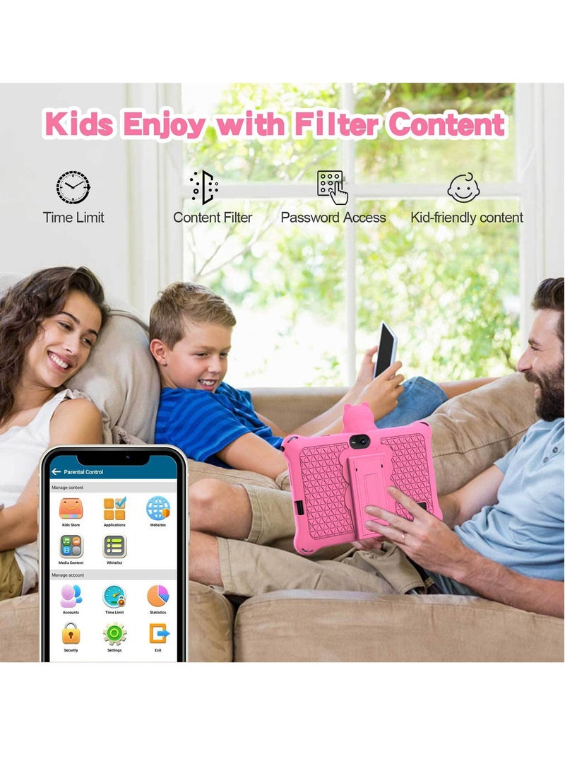 AROAQ K7 Children Tablet, 4GB Ram 32GB ROM Kids Learning Tablet With Protective Silicone Case, Lightweight Cute Design Durable Children Pad With HD Display, (1pc, Pink) - Image 2