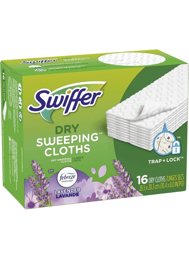 Swiffer Sweep + Mop, Dry Pads Refill, Floor Cleaner, Cleaning Cloths, Lavender, 16 count - Image 1