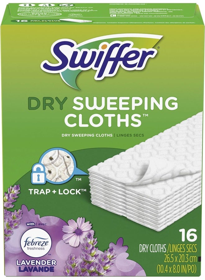 Swiffer Sweep + Mop, Dry Pads Refill, Floor Cleaner, Cleaning Cloths, Lavender, 16 count - Image 2