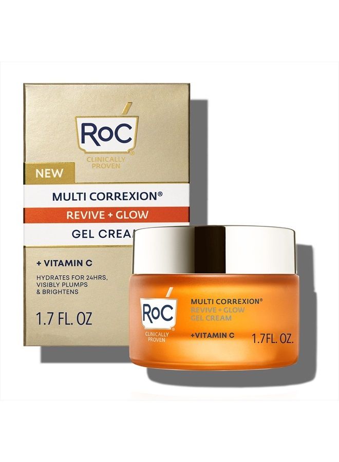 RoC Multi Correxion Revive + Glow 10% Vitamin C Blend Face Moisturizer, Anti-Aging Gel Cream for Instant Glow, Hypo-Allegenic & Oil-Free Skin Care,1.7 Ounce  - Image 1