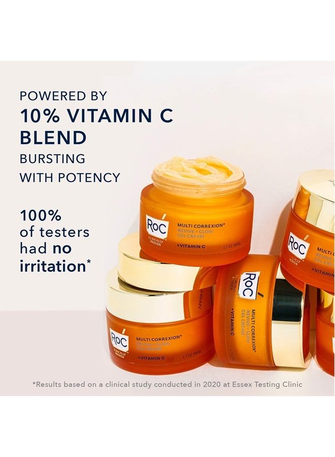 RoC Multi Correxion Revive + Glow 10% Vitamin C Blend Face Moisturizer, Anti-Aging Gel Cream for Instant Glow, Hypo-Allegenic & Oil-Free Skin Care,1.7 Ounce  - Image 2
