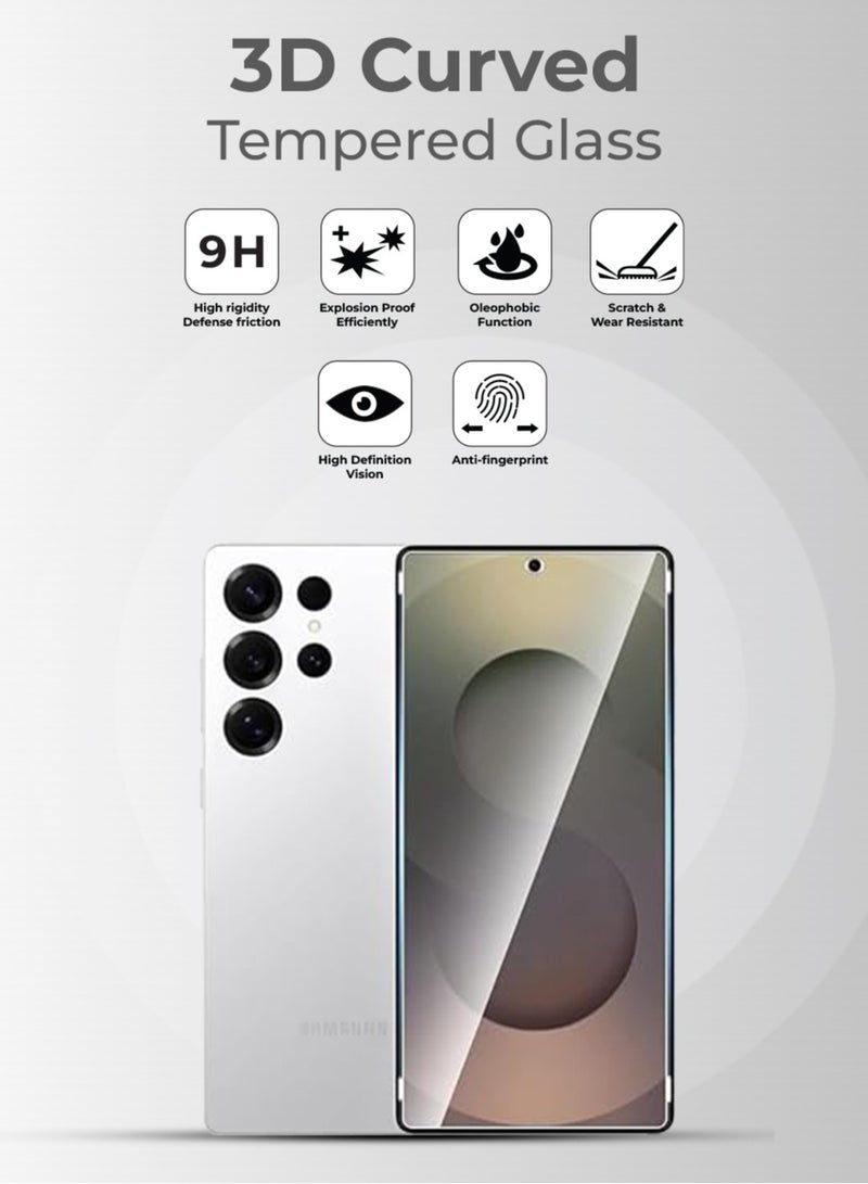 جلاسولوجي 2Pack Samsung Galaxy S25 Ultra Screen Protectors 6.8-Inch HD Clear, 3D Curved Design, Full Coverage, Scratch Resistant, Easy to Apply with Installation Frame, Case Friendly - Image 2