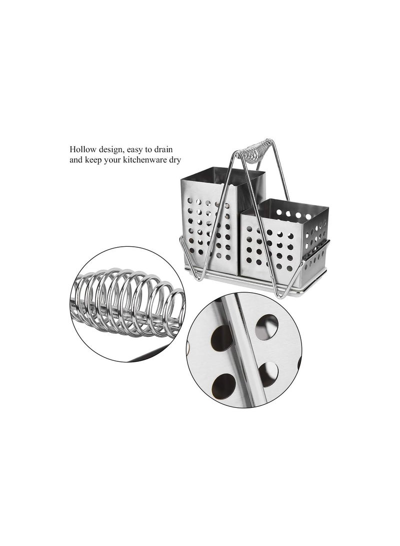 GGOOT Multifunction Stainless Steel Chopsticks Cage Chopsticks Storage Shelf Holder Rack with Handle - Image 4
