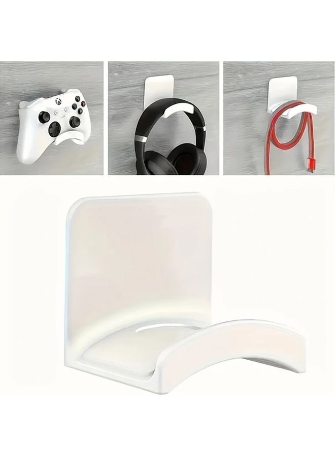 White Wall Mount Headphone Stand Adhesive Screw Mount Heavy Duty Plastic Organizer - Image 5