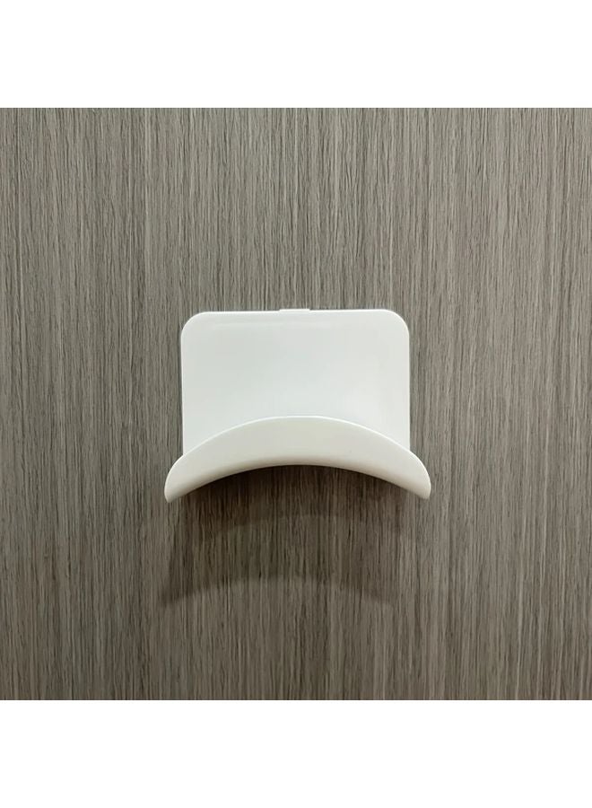 White Wall Mount Headphone Stand Adhesive Screw Mount Heavy Duty Plastic Organizer - Image 1