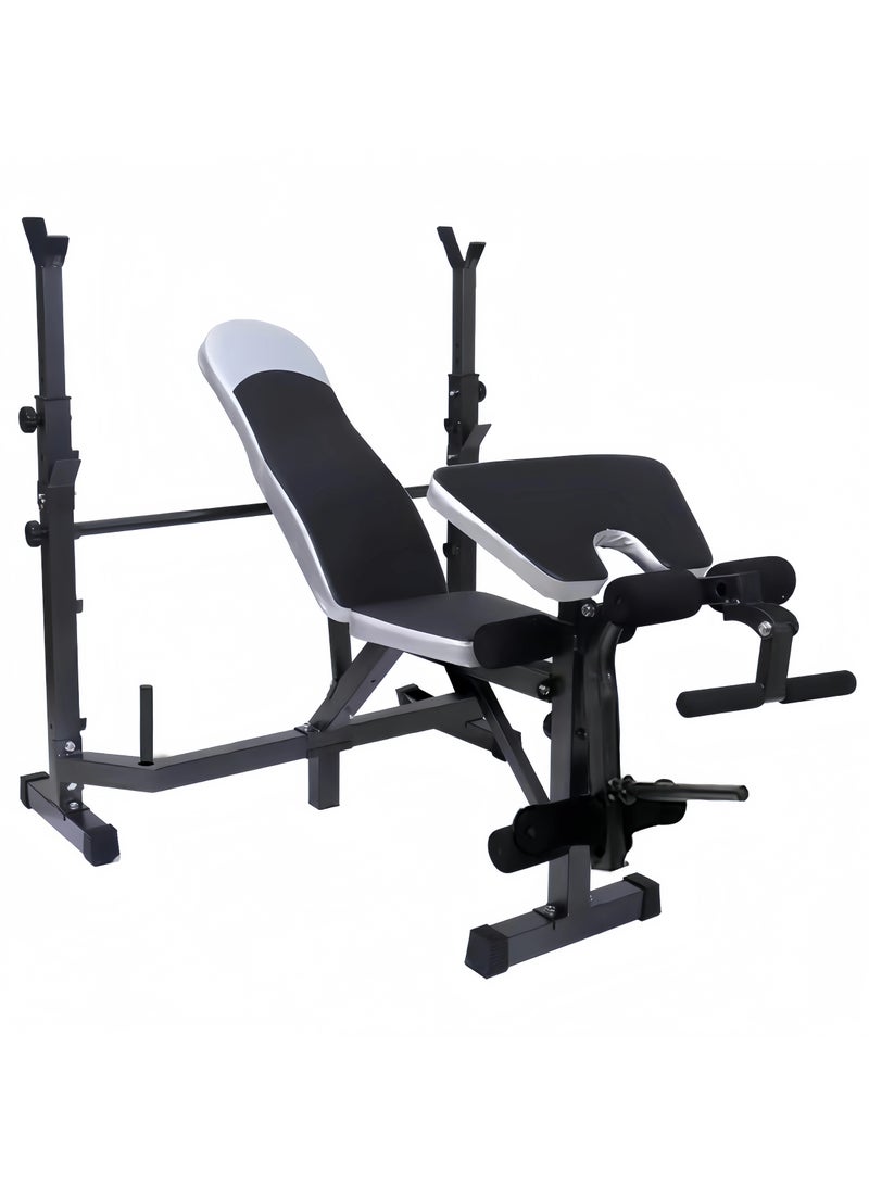 Adjustable weight bench, 4-in-1 fitness set, barbell rack and leg developer, 300 kg capacity bench press set, full body workout machine for home gym - Image 1