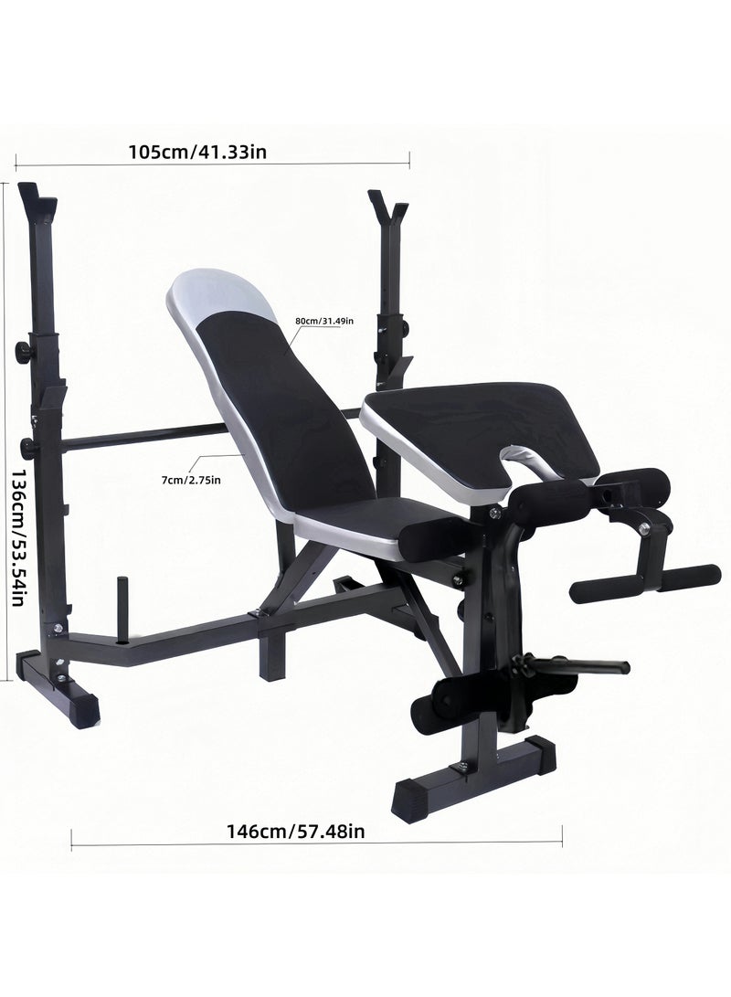 Adjustable weight bench, 4-in-1 fitness set, barbell rack and leg developer, 300 kg capacity bench press set, full body workout machine for home gym - Image 3