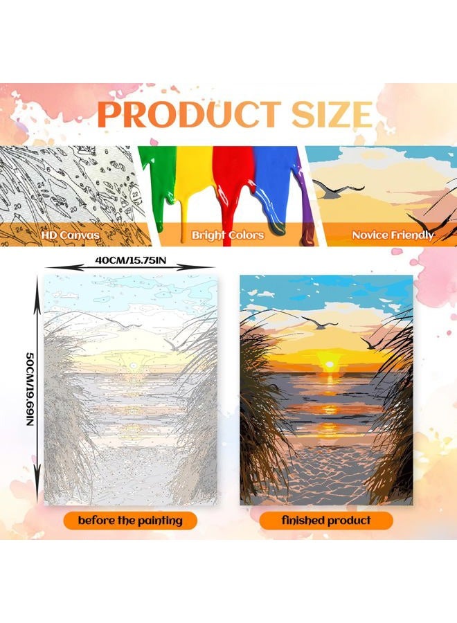 NPCSWXQ Paint by Numbers Kit for Adults Beginners, Beach Sunset Oil Acrylic Painting Crafts Number Artist Paint Kit for Home Wall Bedroom Study or Office Decor Gift 16x20Inch - Image 3