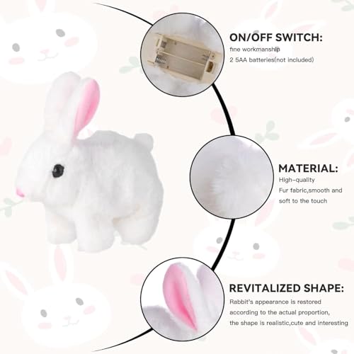 GITGRNTH 2 PCS Walking Talking Soft Bunny Toy, (4-Battery Included) with Realistic Movement, Interactive Plush Bunny Jumping Rabbit Animal with Sound and Twitch Nose, for Toddlers & Girls - Image 3