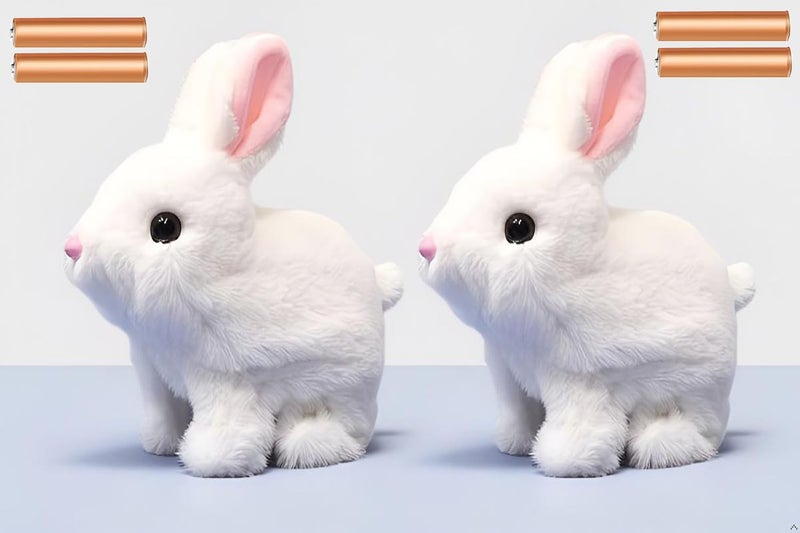 GITGRNTH 2 PCS Walking Talking Soft Bunny Toy, (4-Battery Included) with Realistic Movement, Interactive Plush Bunny Jumping Rabbit Animal with Sound and Twitch Nose, for Toddlers & Girls - Image 1