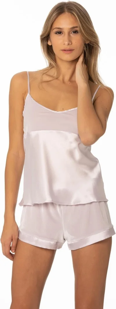 pierre cardin 440 Women's Velvet Satin Pajamas Shorts Set - Viola
