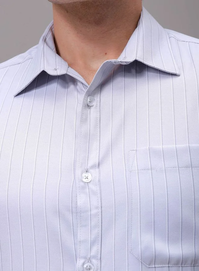 The Indian Garage Co Men Slim Fit Striped Full Sleeves Cutaway Collar Formal Shirt