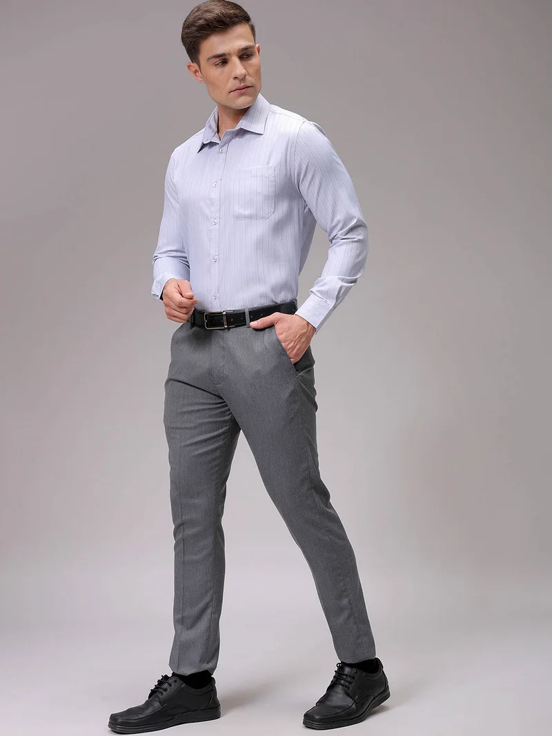 The Indian Garage Co Men Slim Fit Striped Full Sleeves Cutaway Collar Formal Shirt