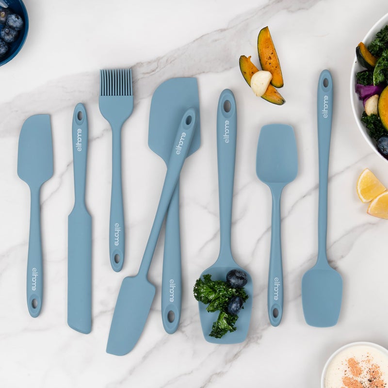Elihome Mini Silicone Spoonula - Non-Stick Heat Resistant Silicone Scraper Spatula for Mixing, Serving, Scraping, Stirring, and More, 8.75 Inch, Slate Teal Grey - Image 2