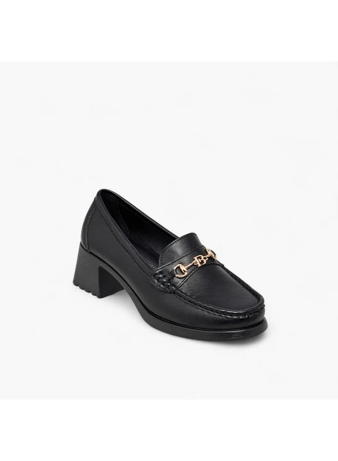 فلورا بيلا من شو إكسبرس Women Metal Accent Slip-On Loafers with Block Heels