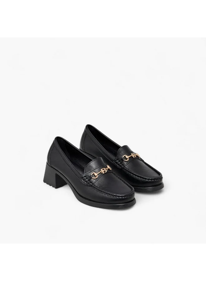 فلورا بيلا من شو إكسبرس Women Metal Accent Slip-On Loafers with Block Heels