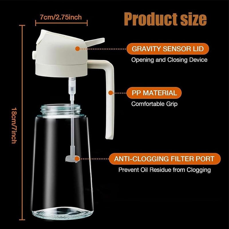 Kuqcco Oil Dispenser for Kitchen Spray 2 In 1 Oil Dispenser and Oil Sprayer Olive Oil Dispenser Bottle Spray and Pour Black - Image 5