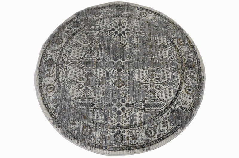Alkaffary Carpet Lunar Round Rug - with a Modern Pattern & Timeless Elegance, Circular Rug for Living Room, Soft & Durable Everyday Use Mat, Easy-to-Clean, Size 1.60x1.60 , Color Cream Grey - Image 2