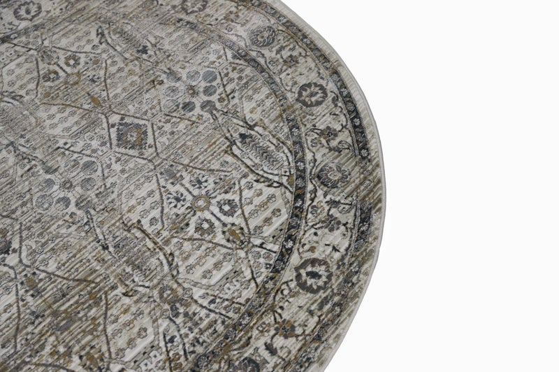 Alkaffary Carpet Lunar Round Rug - with a Modern Pattern & Timeless Elegance, Circular Rug for Living Room, Soft & Durable Everyday Use Mat, Easy-to-Clean, Size 1.60x1.60 , Color Cream Grey - Image 4