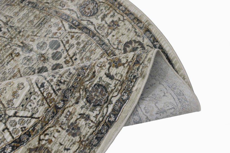 Alkaffary Carpet Lunar Round Rug - with a Modern Pattern & Timeless Elegance, Circular Rug for Living Room, Soft & Durable Everyday Use Mat, Easy-to-Clean, Size 1.60x1.60 , Color Cream Grey - Image 3