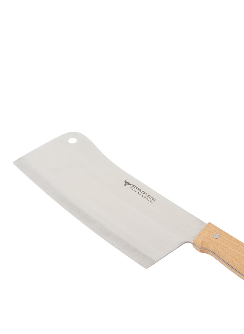 Stainless steel cleaver knife with wooden handle - beige, 41 x 10 cm - pzsku/Z34C284E87F393699557FZ/45/_/1717077552/3f881675-7662-4a11-9bb5-f6297def3b84